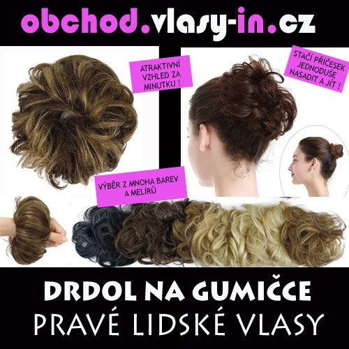 Příčesek drdol na gumičce - pravé 100% lidské vlasy